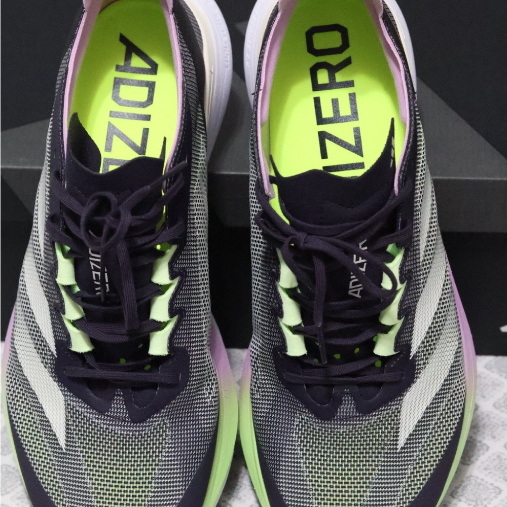 Adidas Adizero Boston 12 IG3319 Running Shoes size 12 Gray Green Pink  Black - Picture 12 of 16